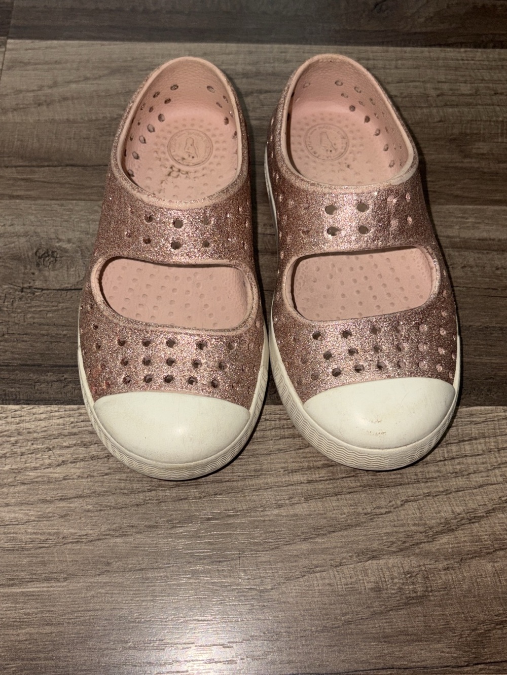 Native Shoes Kids Glitter Mary Jane in Rose Gold